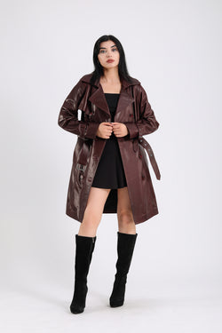 Image of Women's Genuine Leather Trench Coat