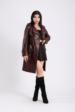 Image of Women's Genuine Leather Trench Coat