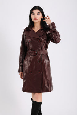 Image of Women's Genuine Leather Trench Coat