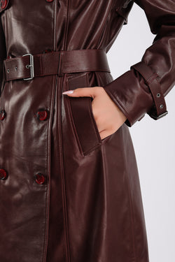 Image of Women's Genuine Leather Trench Coat