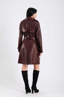 Image of Women's Genuine Leather Trench Coat