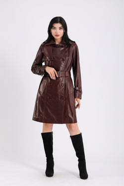 Image of Women's Genuine Leather Trench Coat