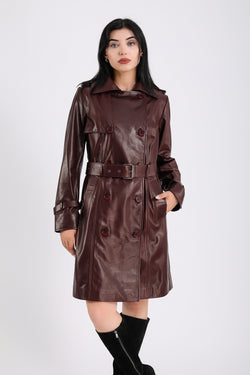 Image of Women's Genuine Leather Trench Coat