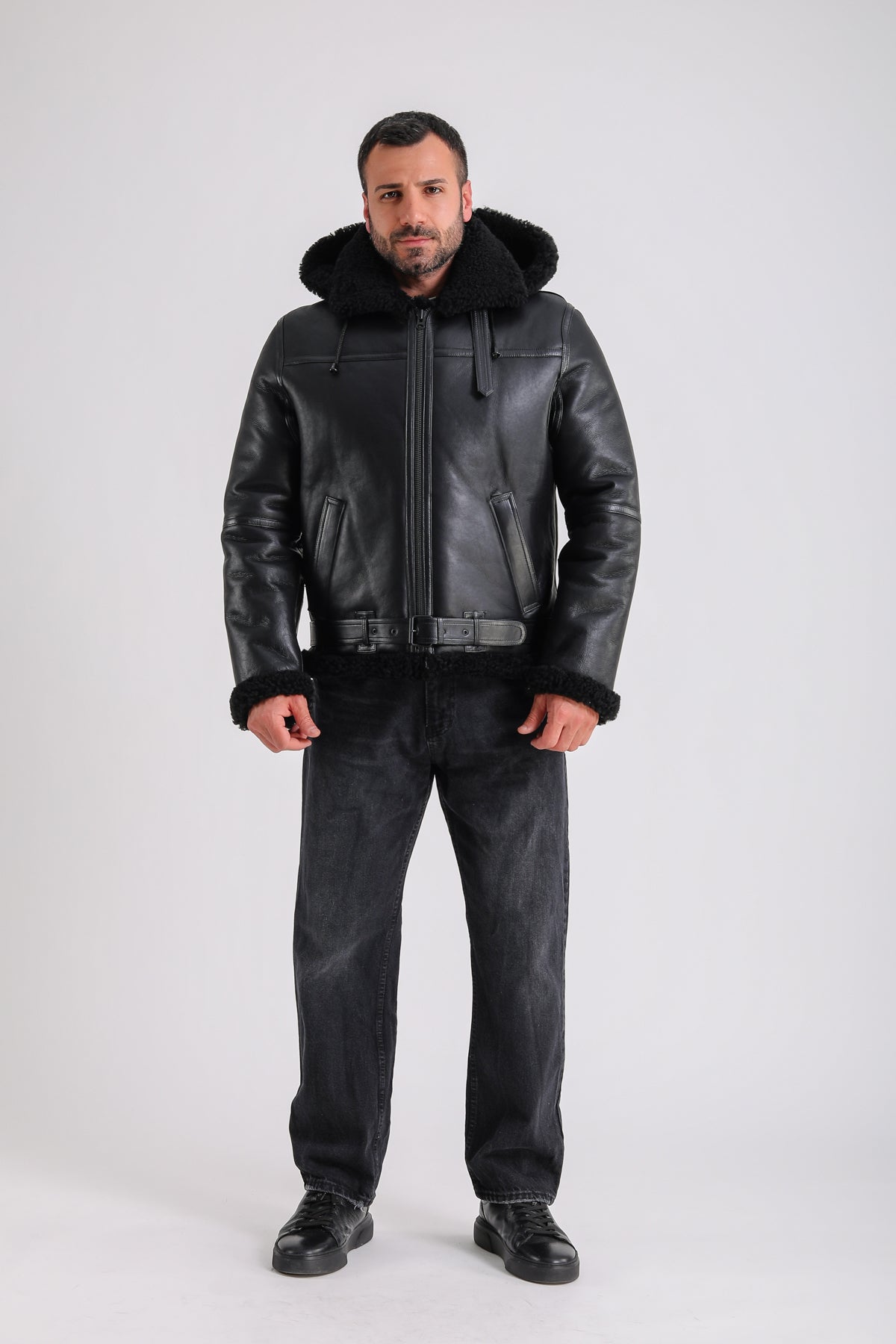 Premium Black Sheepskin Men's Jacket - Crafted from 100% British Sheepskin