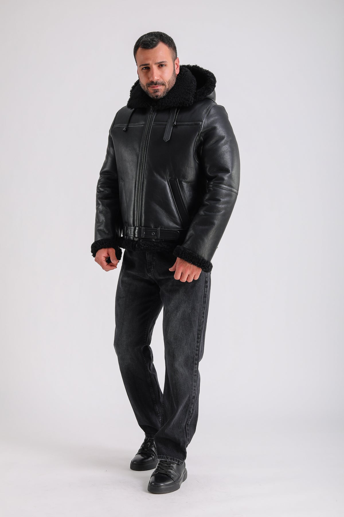 Premium Black Sheepskin Men's Jacket - Crafted from 100% British Sheepskin