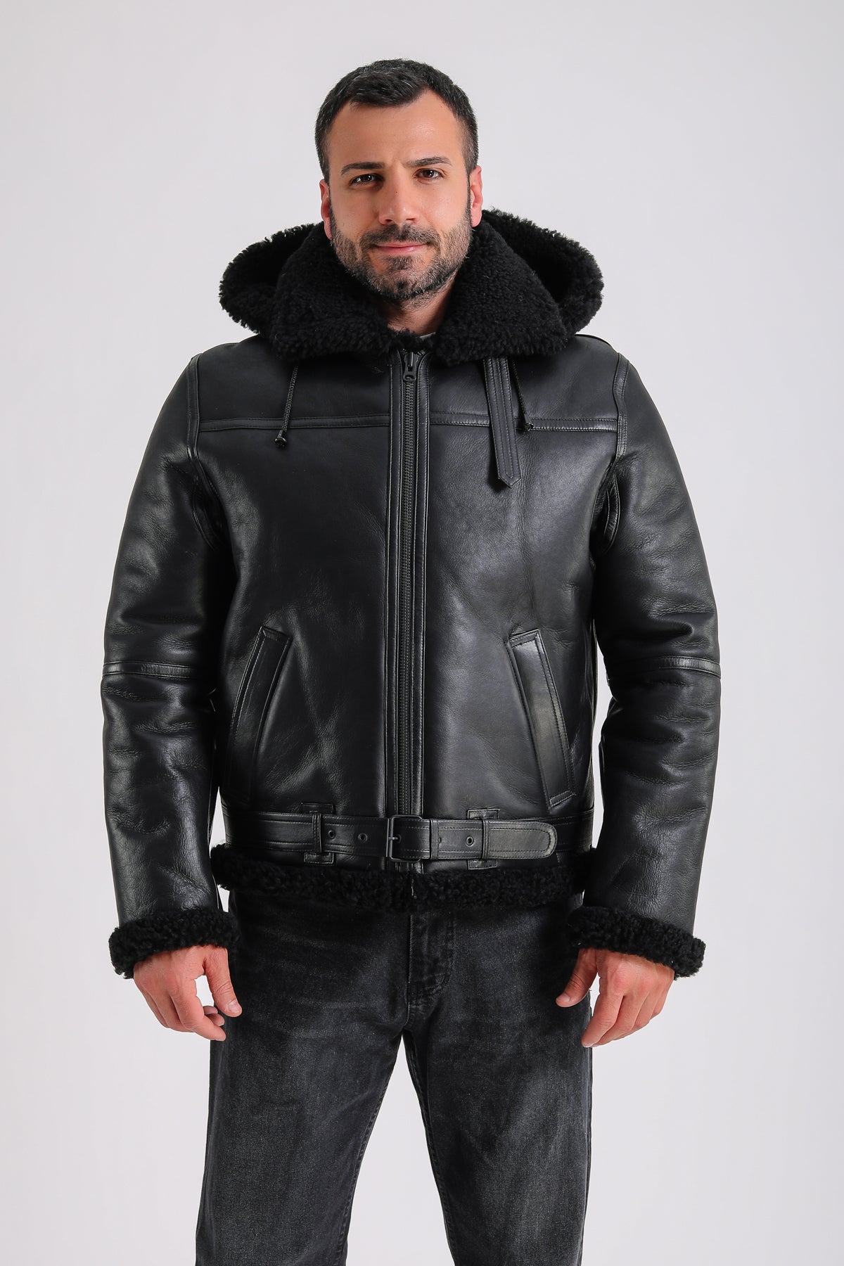 Premium Black Sheepskin Men's Jacket - Crafted from 100% British Sheepskin