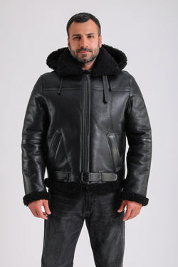 Image of Premium Black Sheepskin Men's Jacket - Crafted from 100% British Sheepskin