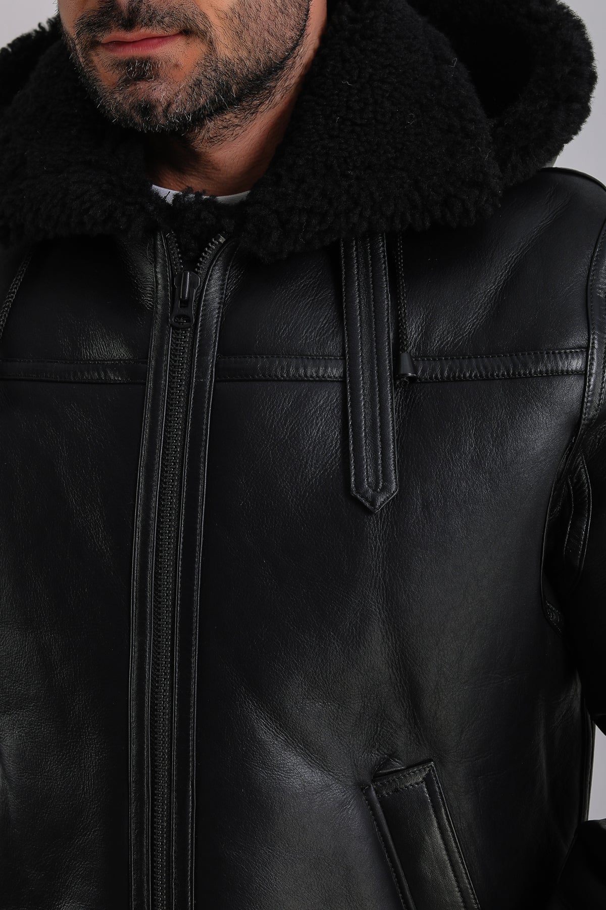 Premium Black Sheepskin Men's Jacket - Crafted from 100% British Sheepskin