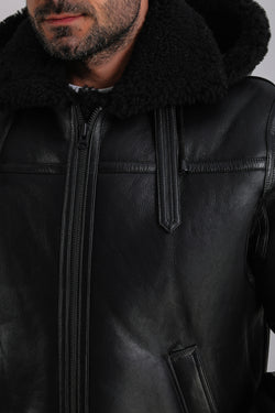 Image of Premium Black Sheepskin Men's Jacket - Crafted from 100% British Sheepskin