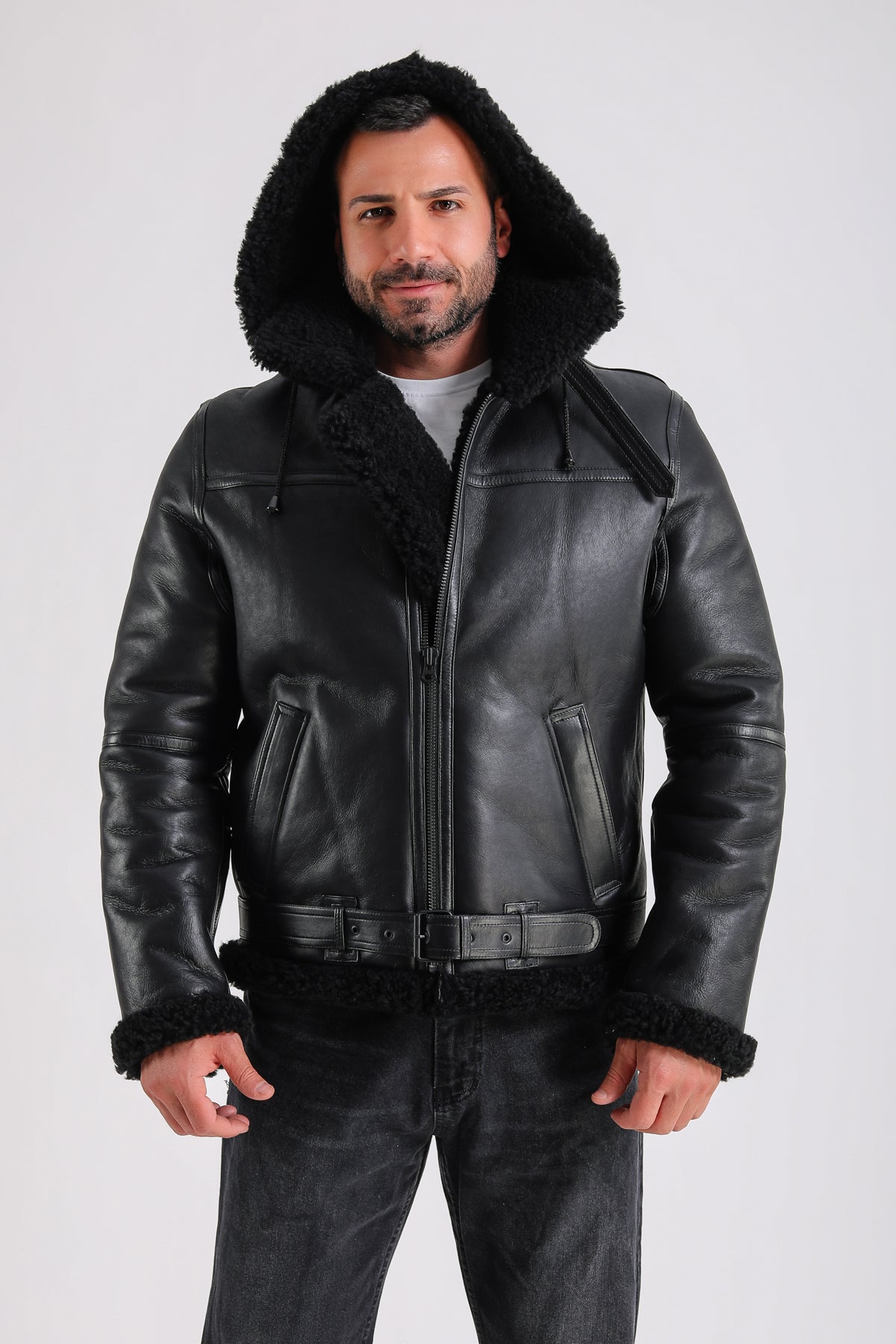 Premium Black Sheepskin Men's Jacket - Crafted from 100% British Sheepskin