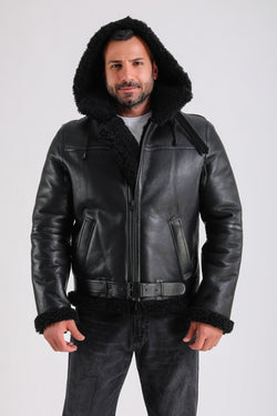 Image of Premium Black Sheepskin Men's Jacket - Crafted from 100% British Sheepskin