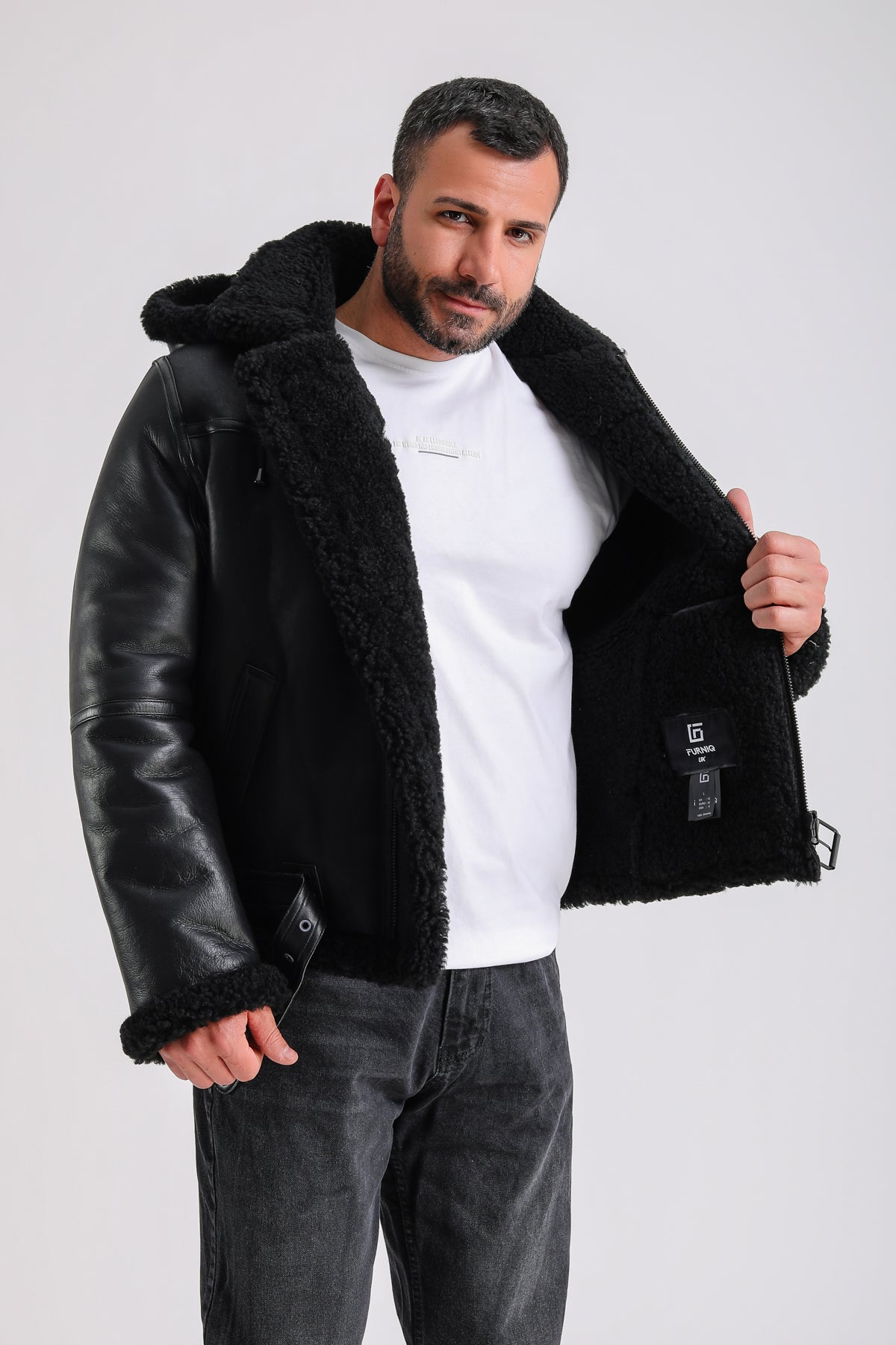 Premium Black Sheepskin Men's Jacket - Crafted from 100% British Sheepskin