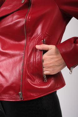 Image of Women's Leather Jacket, Red