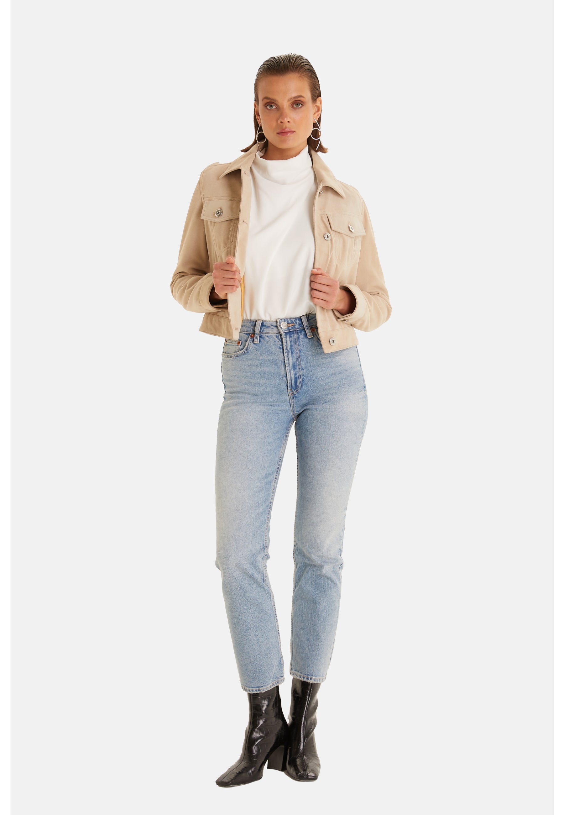 Authentic Western Suede Jacket, Beige