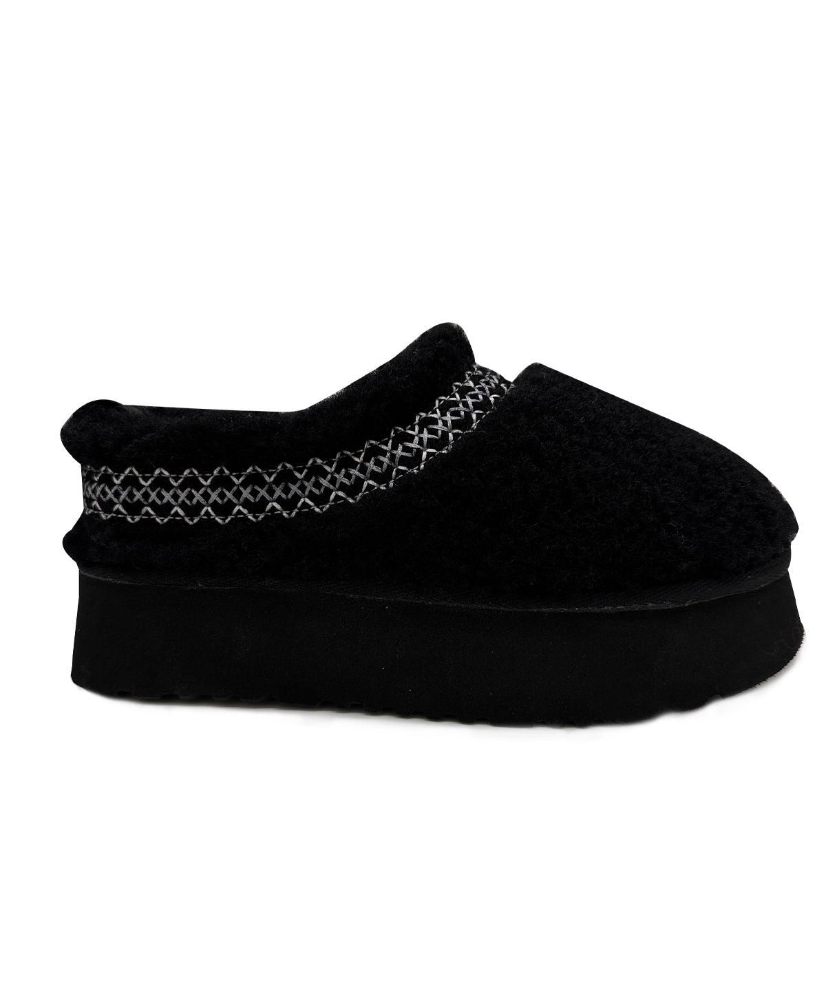 Women's Mini Sheepskin Slippers, Black Suede