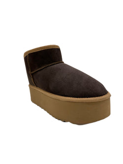 Image of Women's Mini Sheepskin Boots, Brown Suede