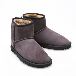 Image of Women's Sheepskin Short Boots, Brown Suede