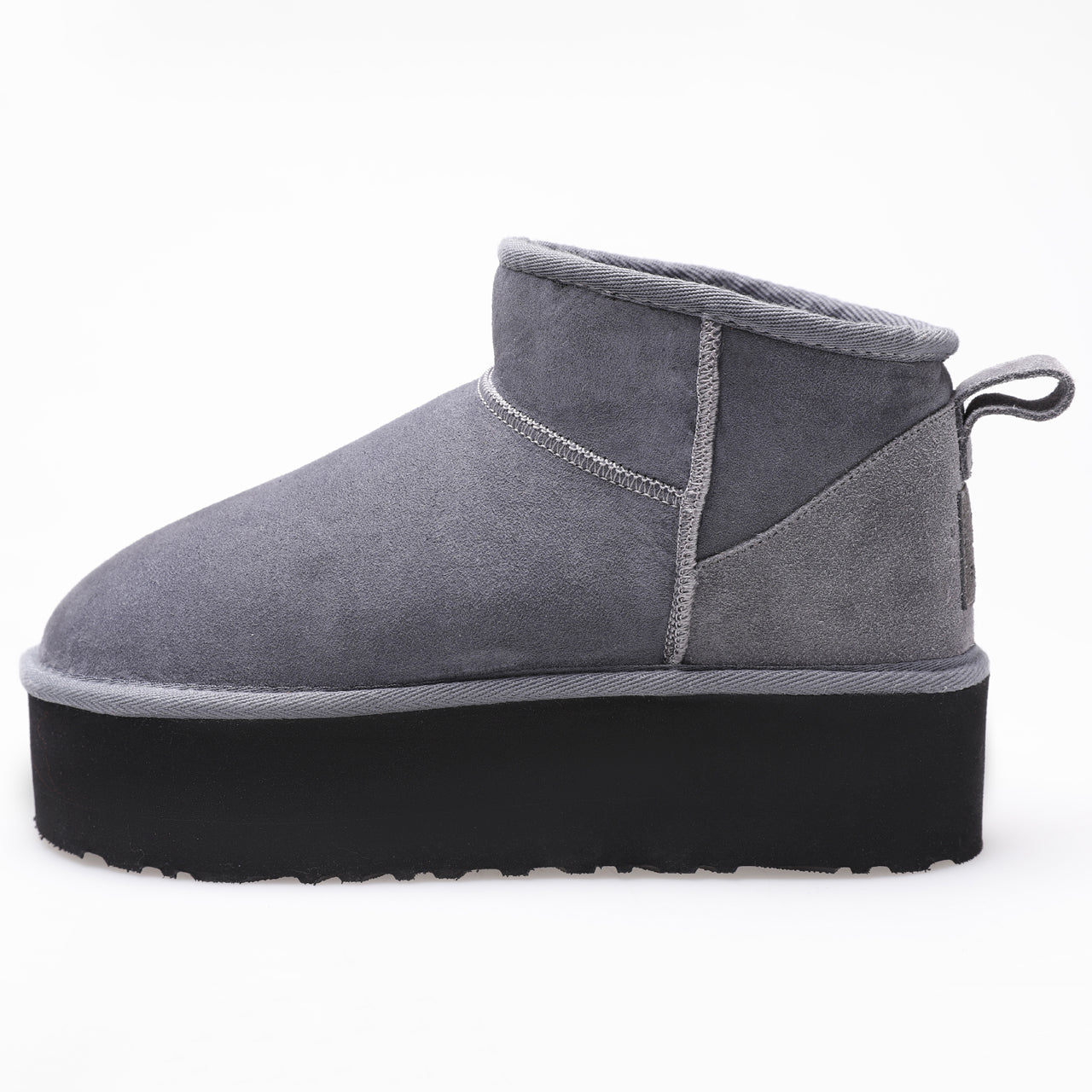 Women's Mini Sheepskin Boots, Grey Suede