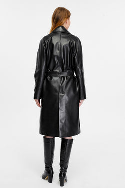 Image of Women's Leather Trench Coat, Black