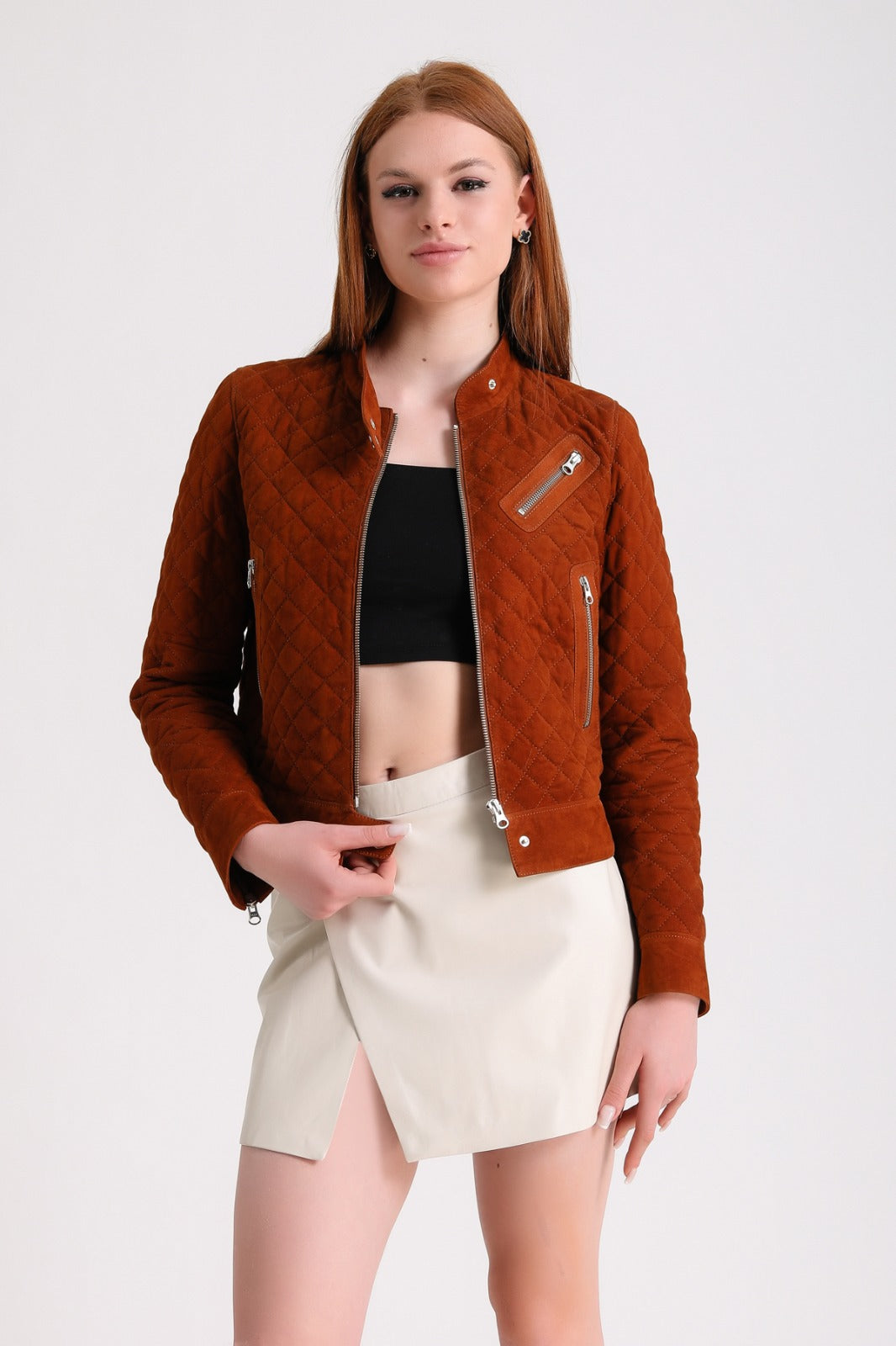 Women's Suede Jacket, Brown