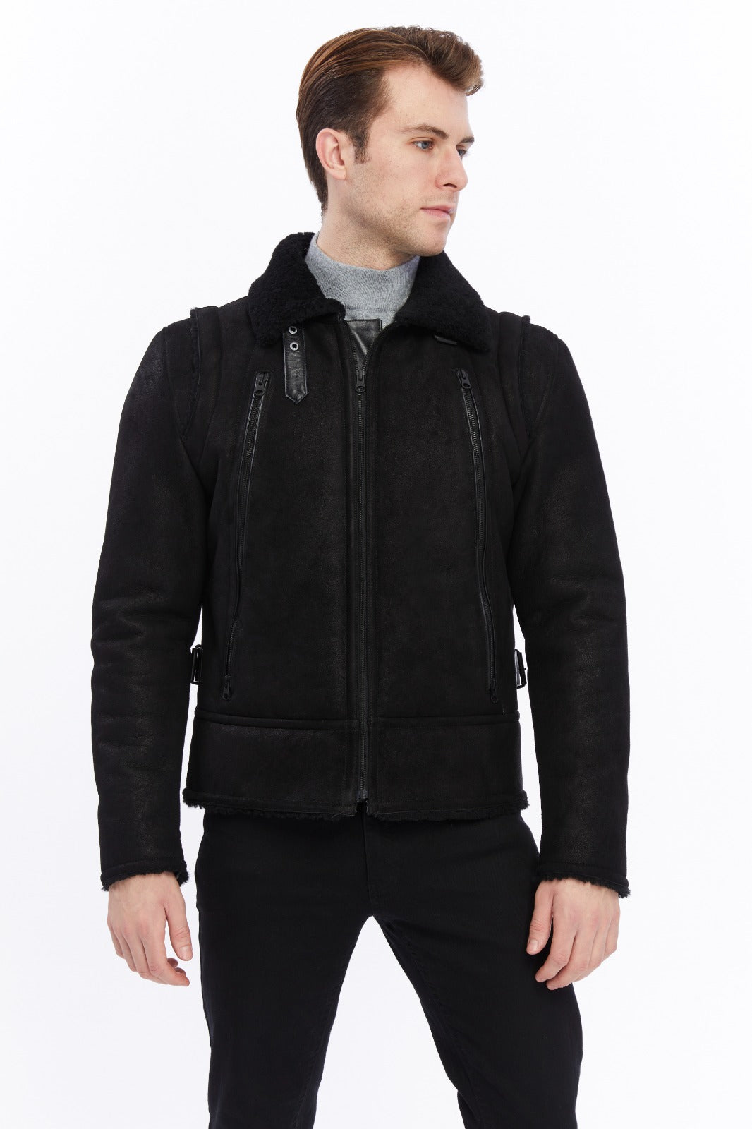 Men's Leather Shearling Jacket