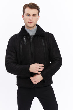 Image of Men's Leather Shearling Jacket