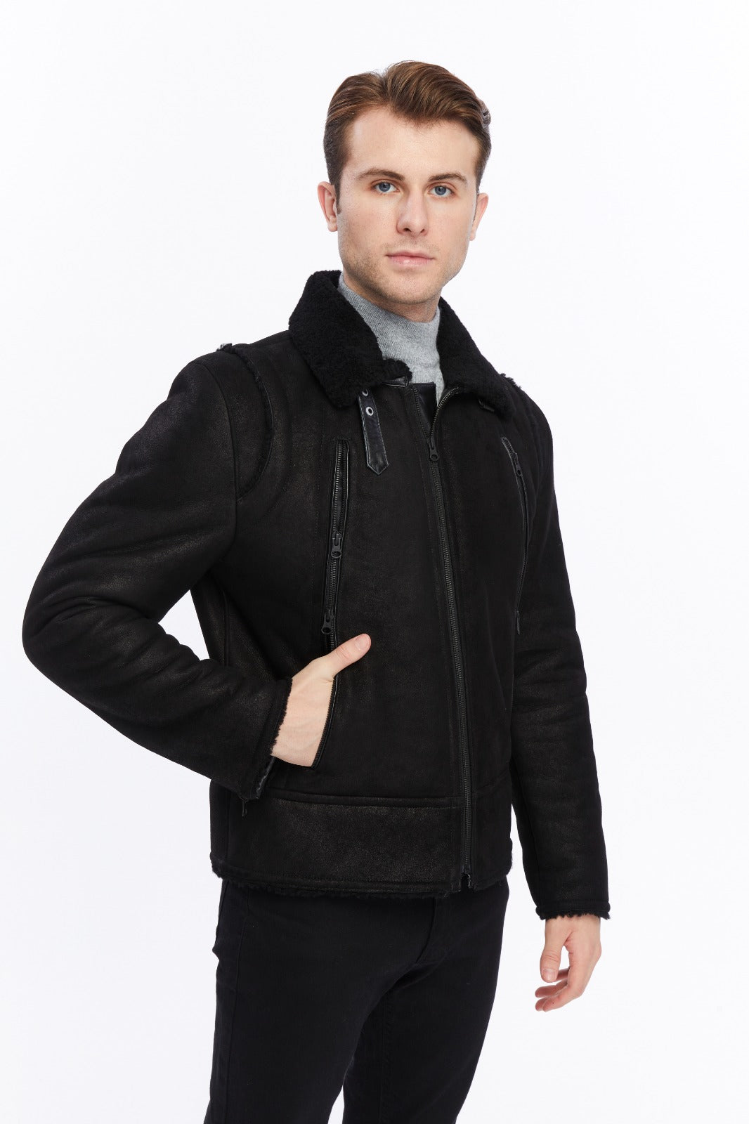 Men's Leather Shearling Jacket