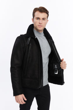 Image of Men's Leather Shearling Jacket