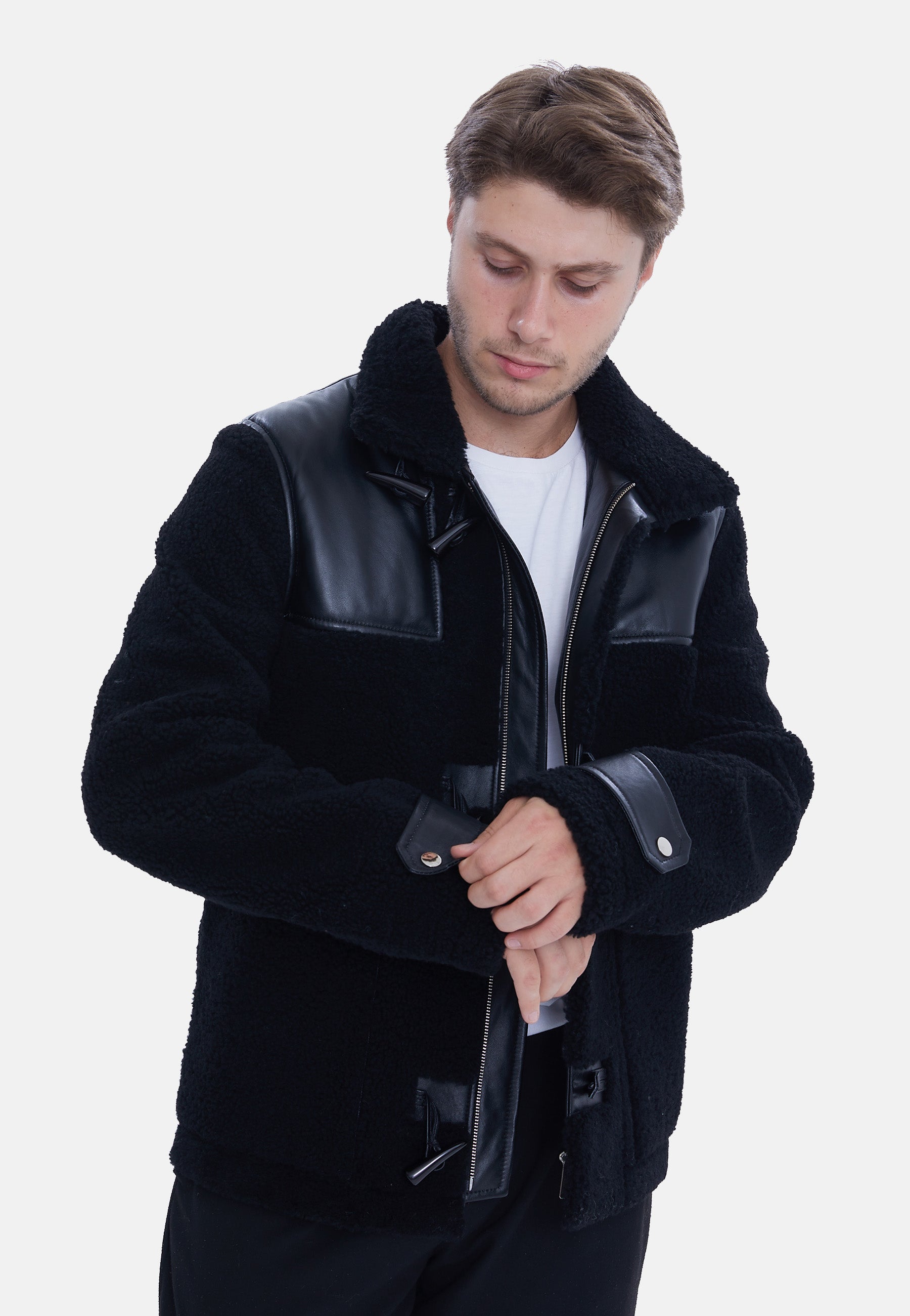 Men's Fashion Jacket, Black Curly Wool