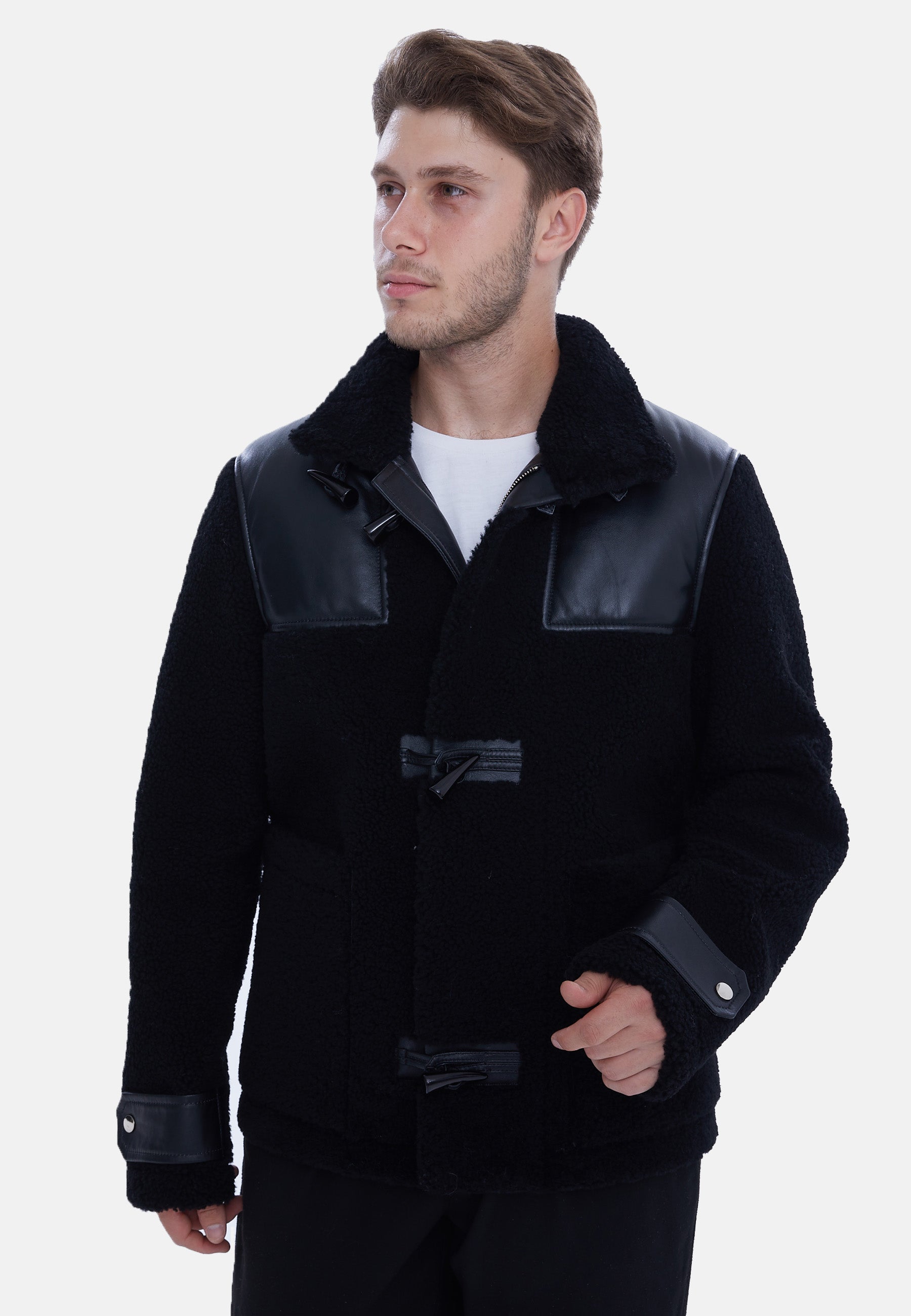 Men's Fashion Jacket, Black Curly Wool