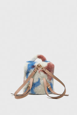 Image of Shearling mini-rugzak voor dames, veelkleurig wol