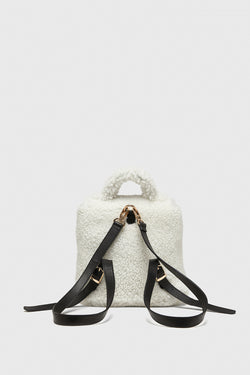 Image of Shearling mini-rugzak voor dames, witte krullende wol