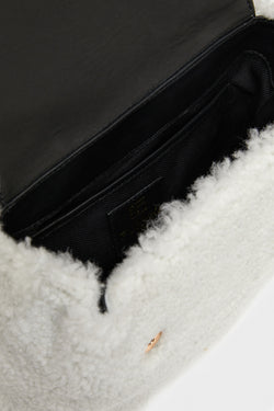 Image of Shearling mini-rugzak voor dames, witte krullende wol