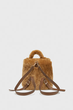 Image of Shearling mini-rugzak voor dames, gemberwol