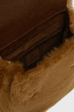 Image of Shearling mini-rugzak voor dames, gemberwol