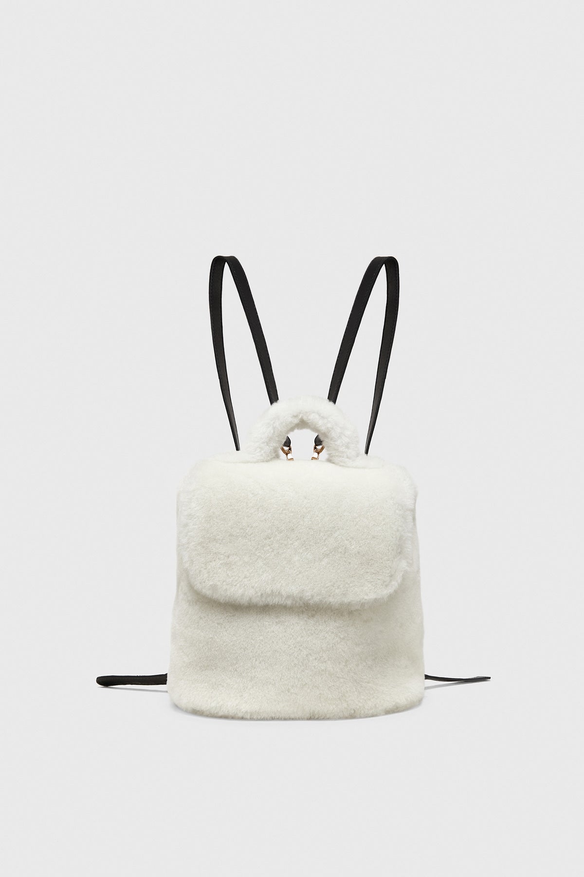 Shearling mini-rugzak voor dames, witte wol