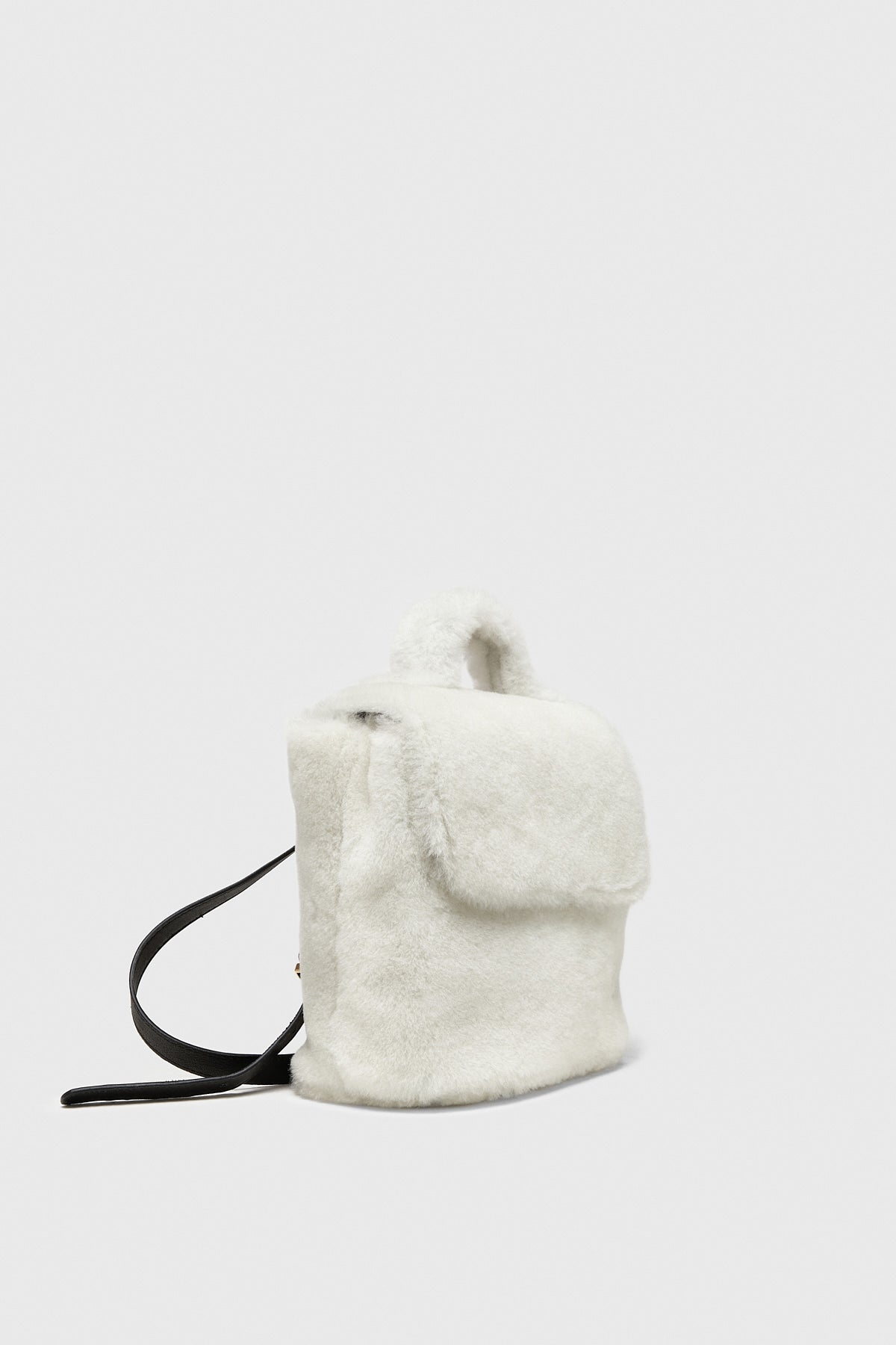 Shearling mini-rugzak voor dames, witte wol