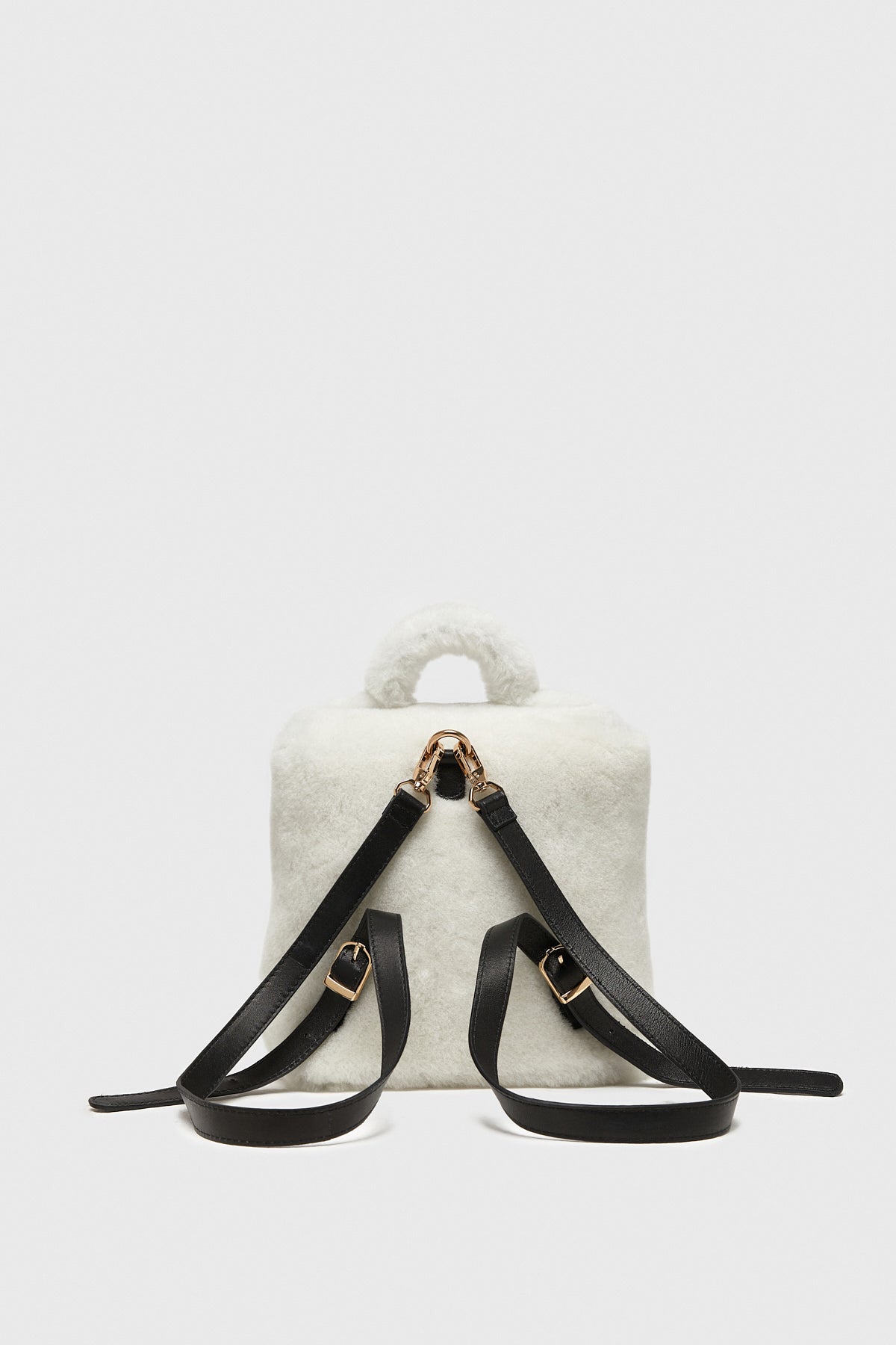 Shearling mini-rugzak voor dames, witte wol