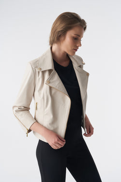 Image of Bikerjack met korte mouwen, beige