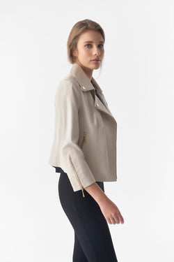 Image of Bikerjack met korte mouwen, beige