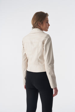 Image of Klassiek bikerjack, beige nappaleer