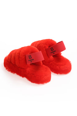 Image of Shearling Slides Dames Rood Wol