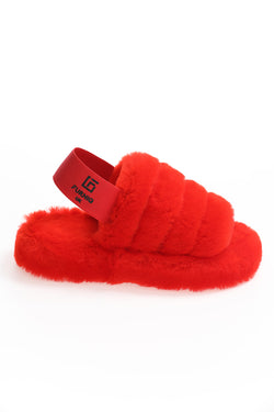 Image of Shearling Slides Dames Rood Wol