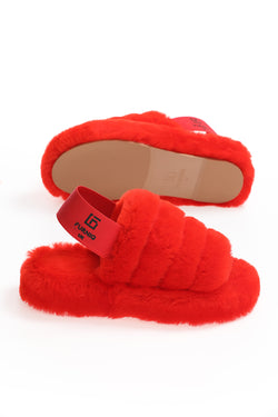 Image of Shearling Slides Dames Rood Wol