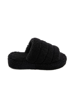 Image of Shearling-pantoffels voor dames, zwarte krullende wol