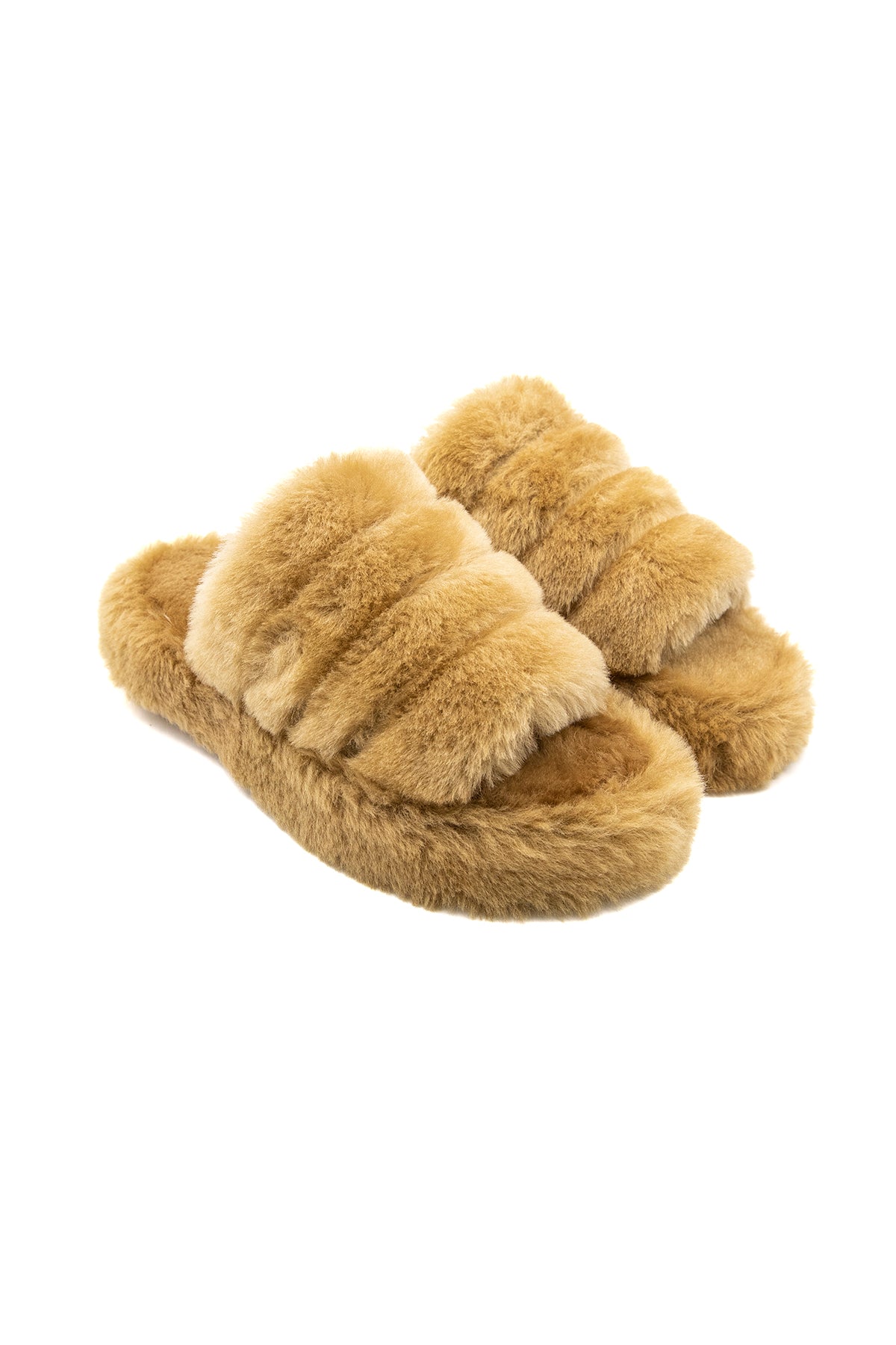 Shearling-pantoffels voor dames, gemberwol