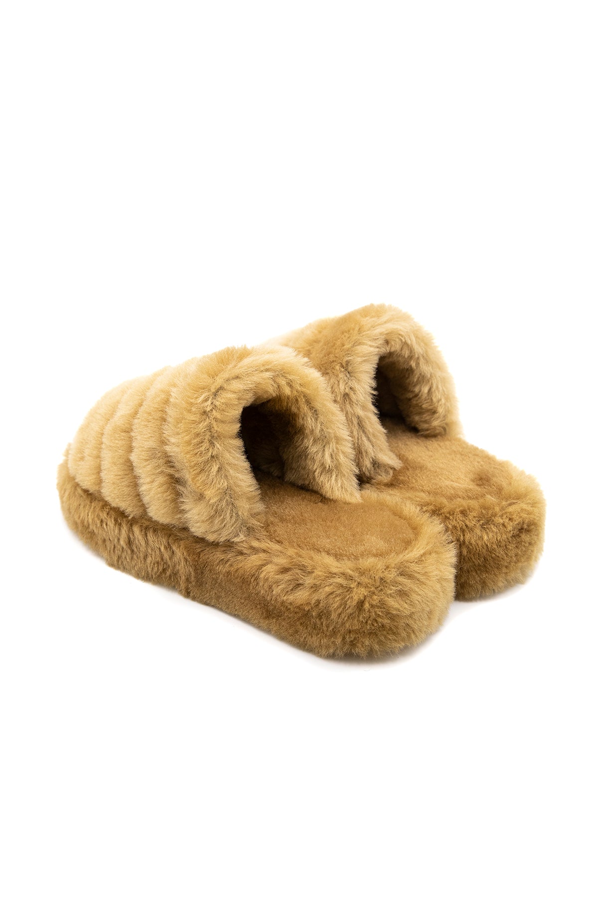 Shearling-pantoffels voor dames, gemberwol