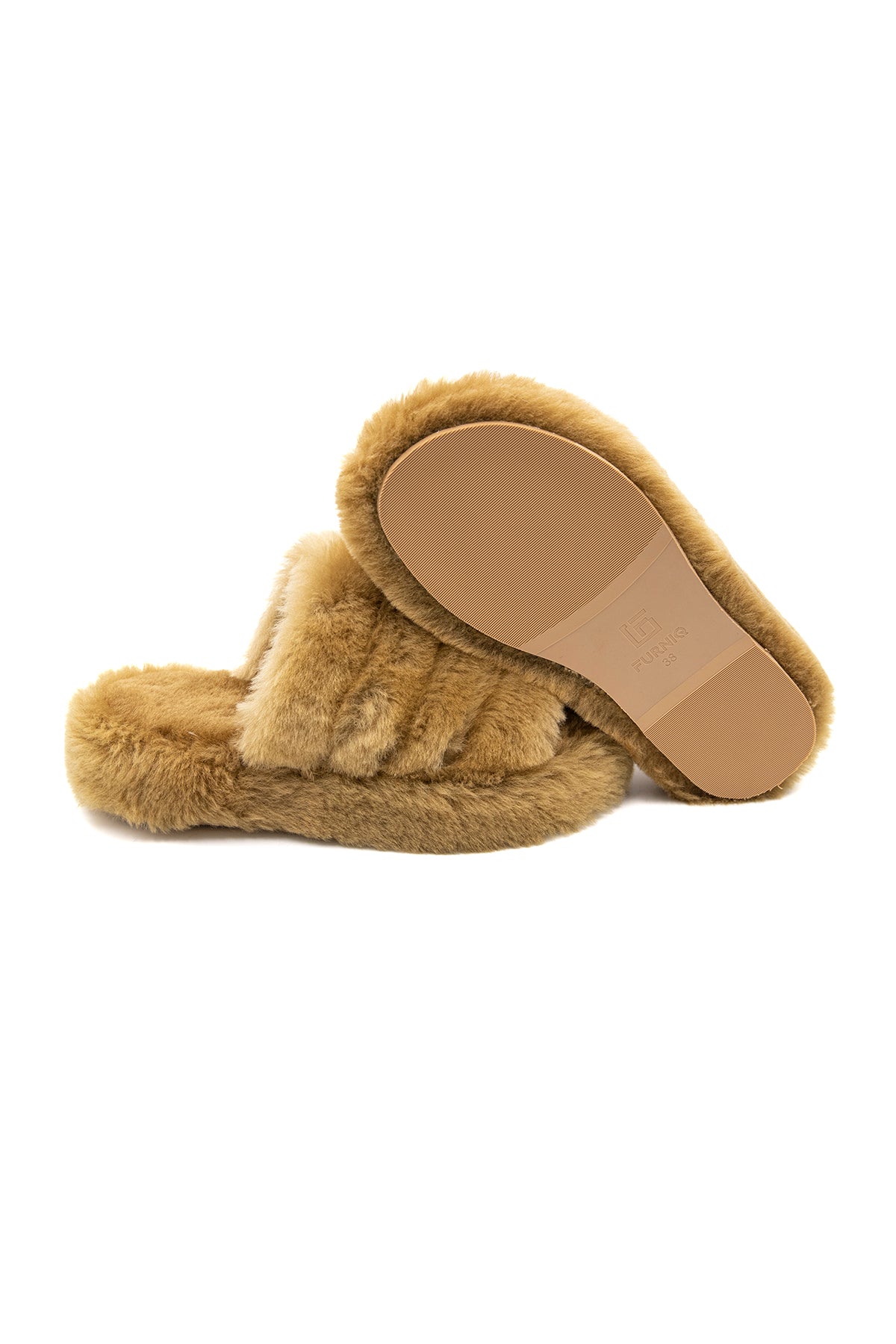 Shearling-pantoffels voor dames, gemberwol