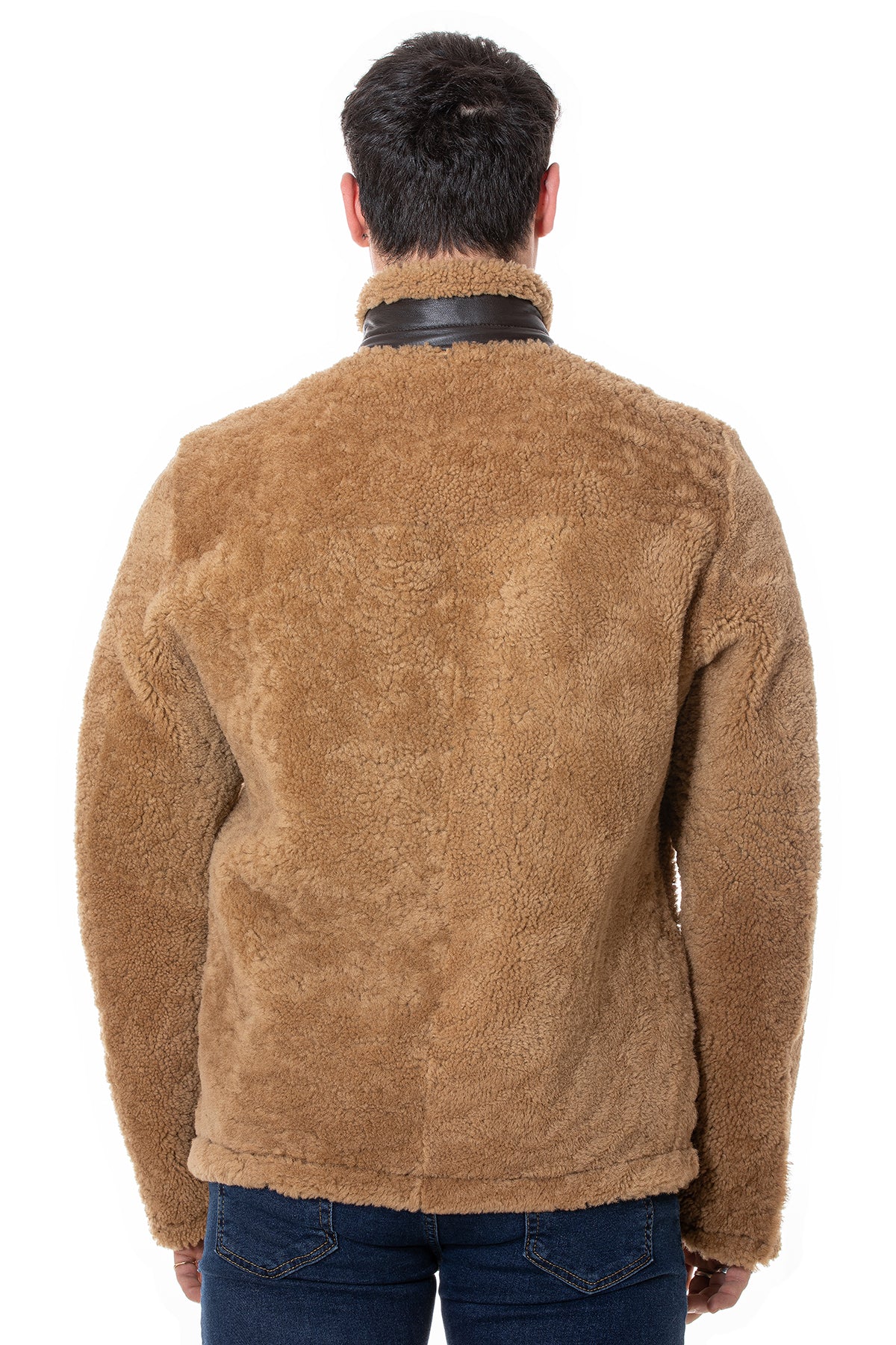 Shearling-teddyjas voor heren, gekrulde bovenwol van gember