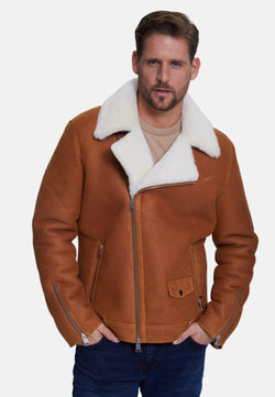 Image of Men's Fashion Jacket, Washed Whiskey With White Wool